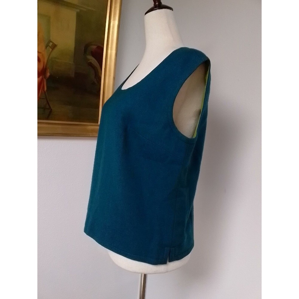 Pendleton 100% Virgin Wool Sleeveless Top Blue Teal Woolen Mills Size 12 - Picture 3 of 12